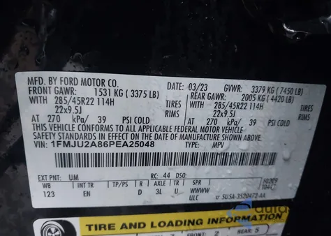 2023 Ford Expedition Limited из США, поврежденный, VIN 1FMJU2A86PEA25048